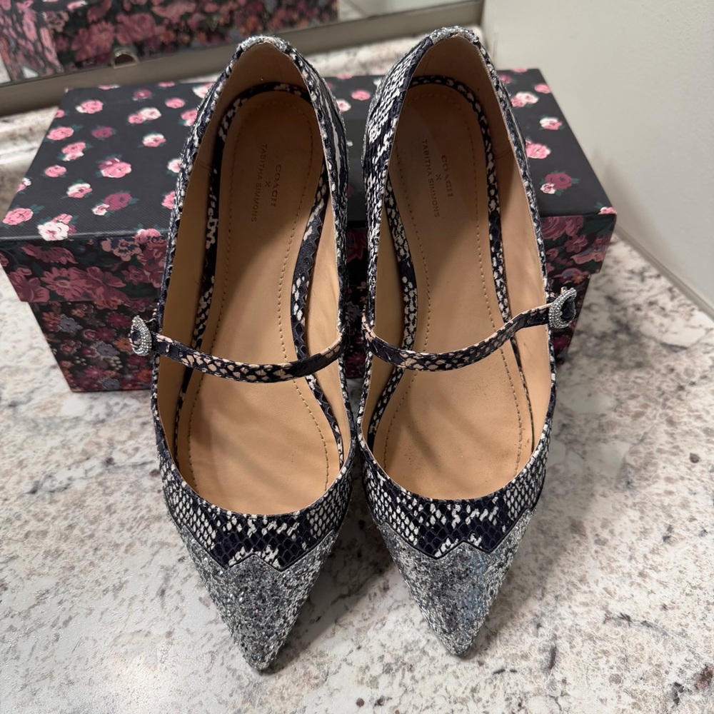 Coach x Tabitha Simmons Harriette Snakeskin Mary Jane Flats
